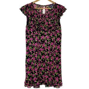 ModCloth Jam Packed Prairie‎ Dress Women Small Black Strawberry Cottagecore